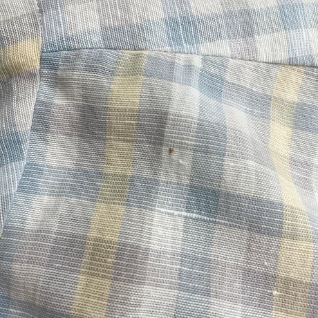 1980's "monsieur carven" plaid patterned open collar short sleeve shirt