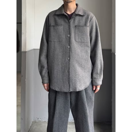 1990's Stitching Design Wool Blend Fabric Long Sleeve Shirt