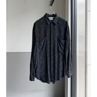 Early 1990's Black rayon fabric triangle printed long sleeve shirt
