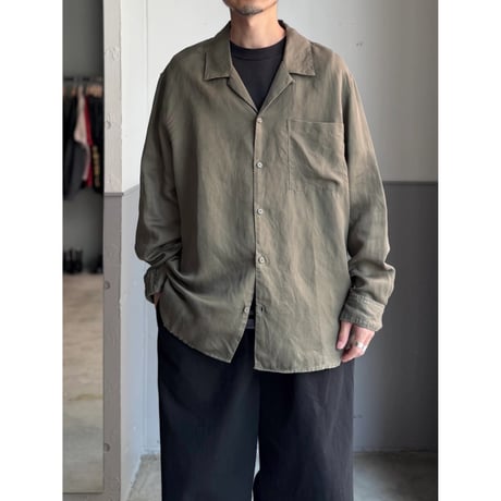 Linen / Lyocell fabric open collar shirt