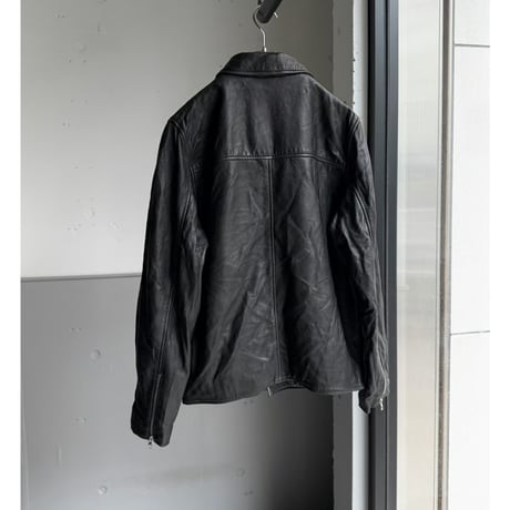 Double zipper Black Leather Jacket
