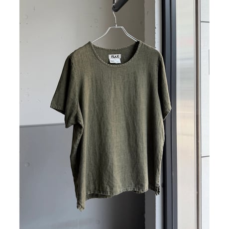 2000's "FLAX" Linen fabric pullover short sleeve shirt