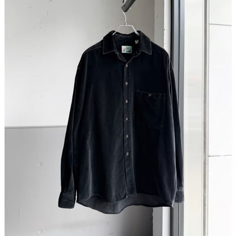 1980's-1990's Black cotton velvet long sleeve shirt