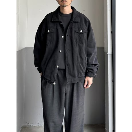 1990's Black denim 4pocket trucker jacket