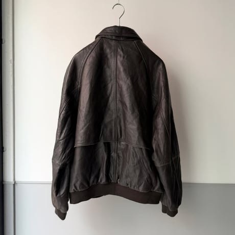 1990's-2000's Brown leather raglan sleeve drizzler jacket