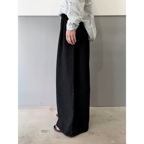 2000's Black Linen Fabric Extra Wide Silhouette Relaxing Pants