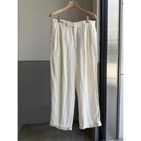 1990's White linen fabric 2tuck slacks pants