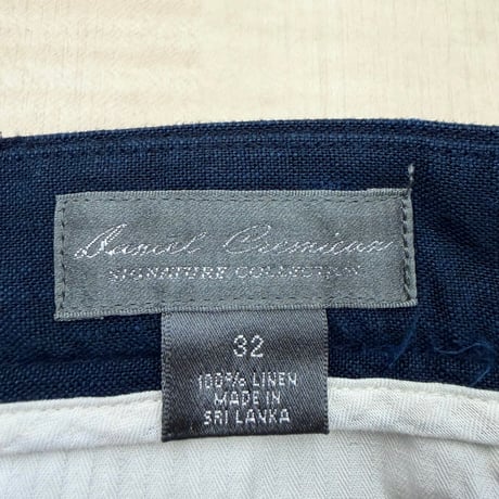 2000's "Daniel Cremieux" Navy × Skyblue Linen fabric 2tuck shorts