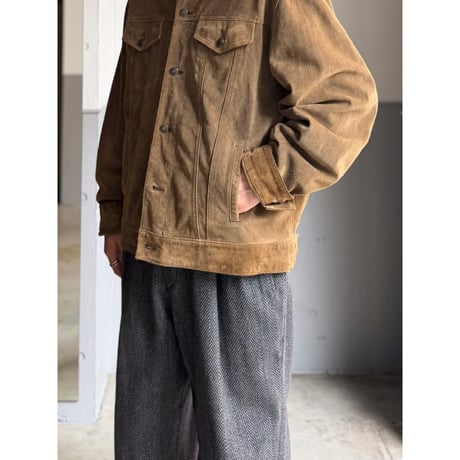 2000's "GAP BLUE JEANS" Cow split leather 4pocket trucker jacket