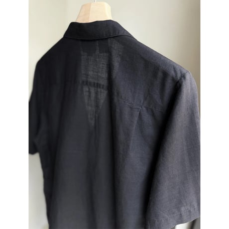 1980's-1990's Ramie × Cotton fabric Short length open collar shirt