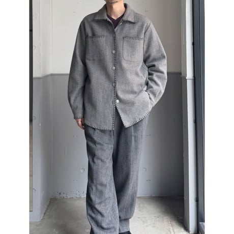 1990's Stitching Design Wool Blend Fabric Long Sleeve Shirt
