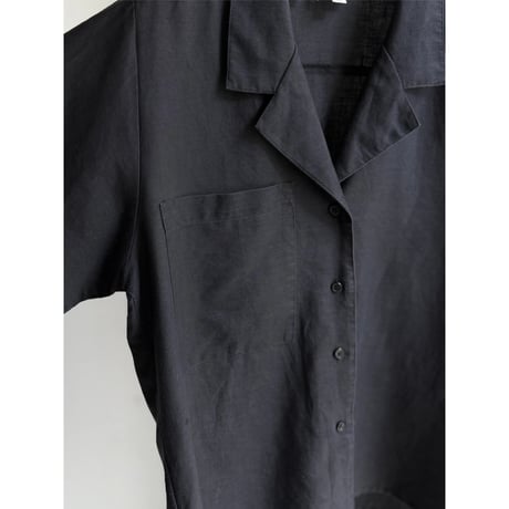 1980's-1990's Ramie × Cotton fabric Short length open collar shirt