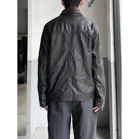 Double zipper Black Leather Jacket