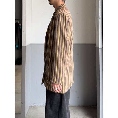 1980's Linen blend stripe patterned relaxing tailored jacket