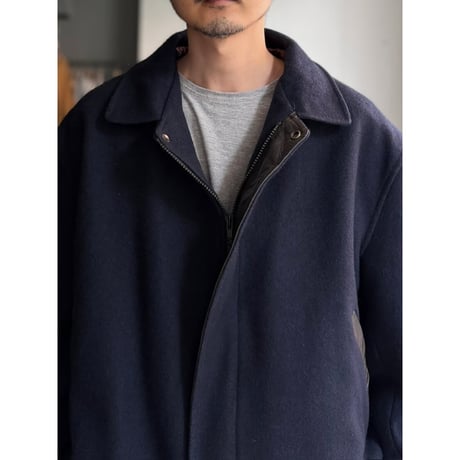 1980's-1990's "TEMPO EUROPA by LONDON FOG" CANADA MADE Leather switching design wool blend jacket