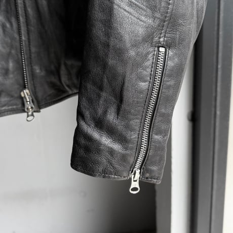 Double zipper Black Leather Jacket
