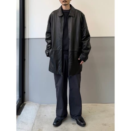1990's-2000's Black Leather Double Zipper Coat