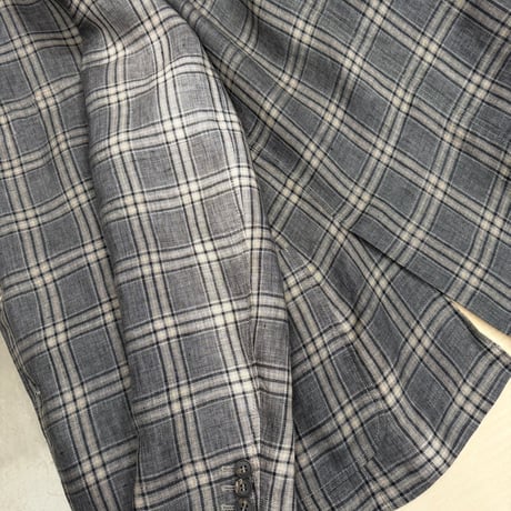 2000's "ARMANI COLLEZIONI" Linen fabric plaid pattern tailored jacket