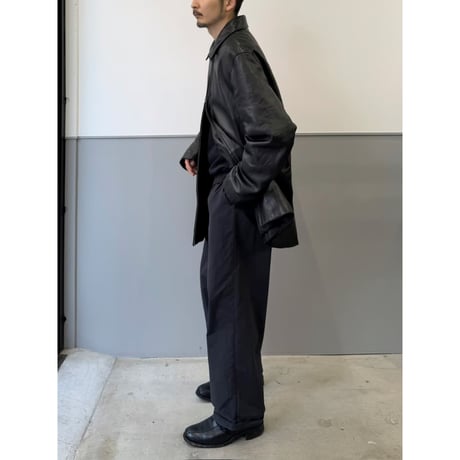 1990's-2000's Black Leather Double Zipper Coat