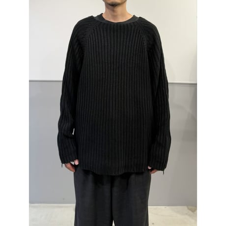 2000's Double-zipper sleeve rib knit sweater