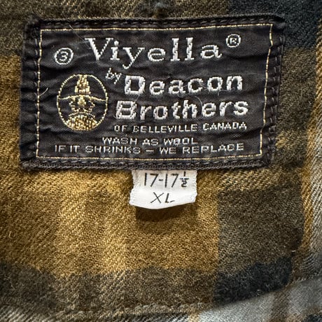 1960's "Viyella by Deacon Brothers" Wool / Cotton twill plaid pattern open collar shirt