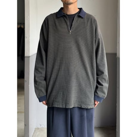1990's Half zip stripe patterned pullover shirt