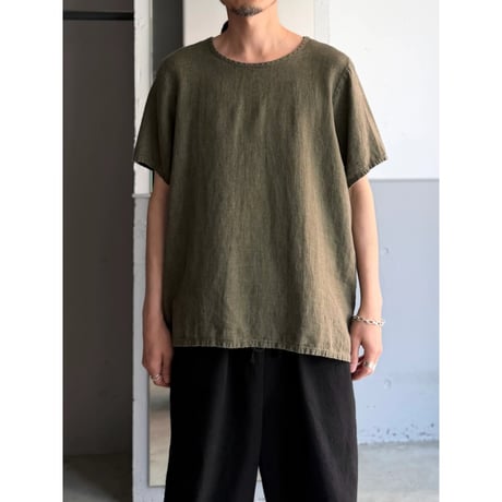 2000's "FLAX" Linen fabric pullover short sleeve shirt