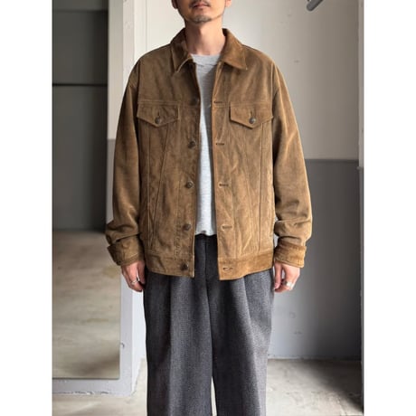 2000's "GAP BLUE JEANS" Cow split leather 4pocket trucker jacket
