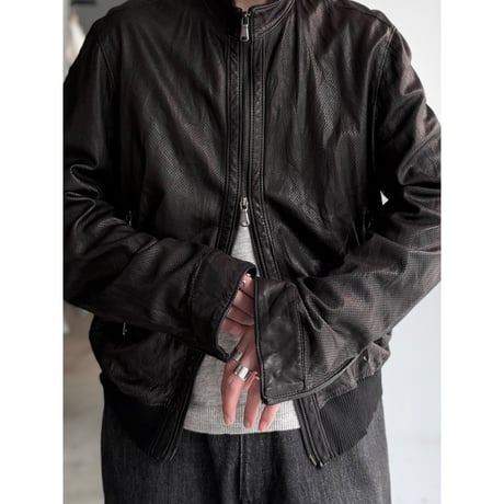 2000's Perforated Leather double zipper jacket