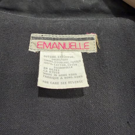 1980's Black cotton fabric wide silhouette raglan sleeve coat