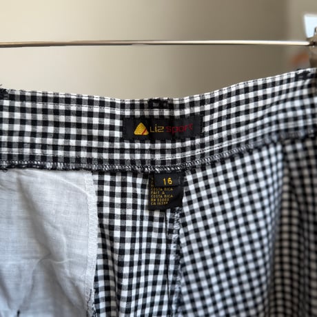1990's "Liz sport" Cotton fabric gingham checked 2tuck shorts