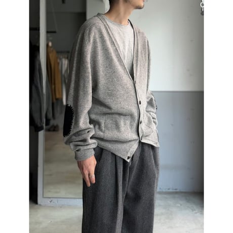 1990's "L.L.Bean" SCOTLAND MADE Lambswool knit cardigan with elbow patches