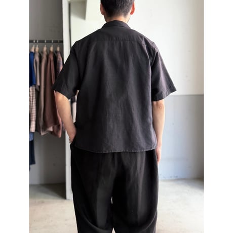1980's-1990's Ramie × Cotton fabric Short length open collar shirt