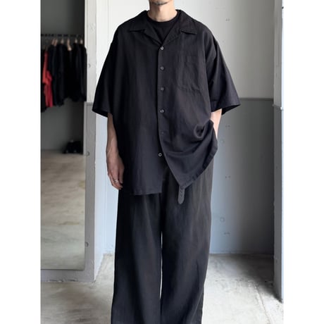 1990's-2000's "CLUB ROOM" Linen / Cotton fabric open collar shirt