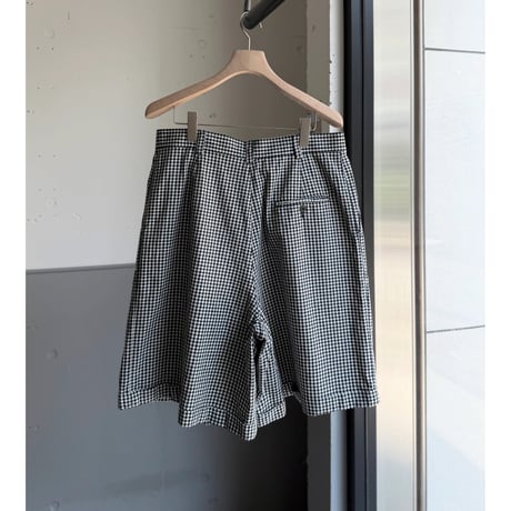 1990's "Liz sport" Cotton fabric gingham checked 2tuck shorts