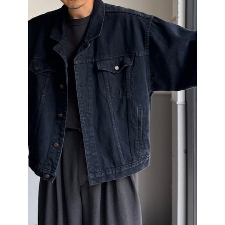 1990's CANADA MADE Blue black color 4pocket trucker jacket