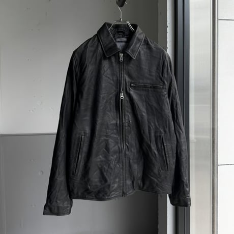 Double zipper Black Leather Jacket