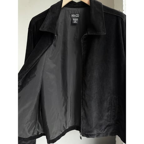 1990's Black cotton velvet fabric drizzler jacket