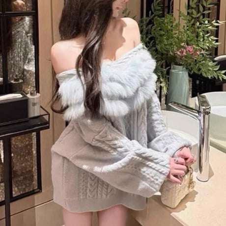 Fur Off Shoulder Top 2色