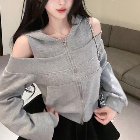 Cutout Zip Top 2色