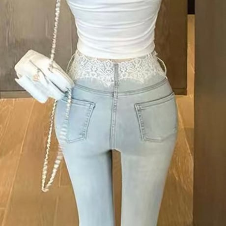 Lace Denim Pants