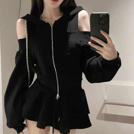 Cutout Zip Top 2色