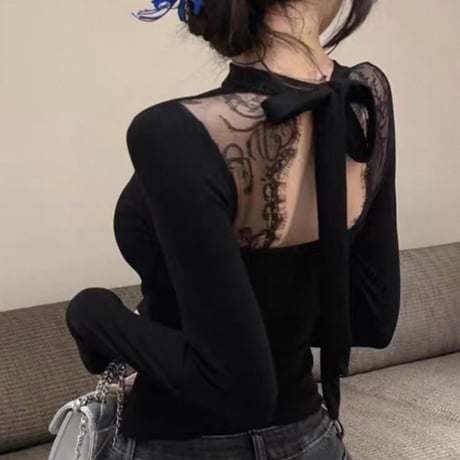 Lacy Ribbon Top 2色
