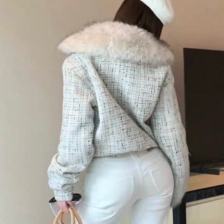 Fur Collar Tweed Jacket