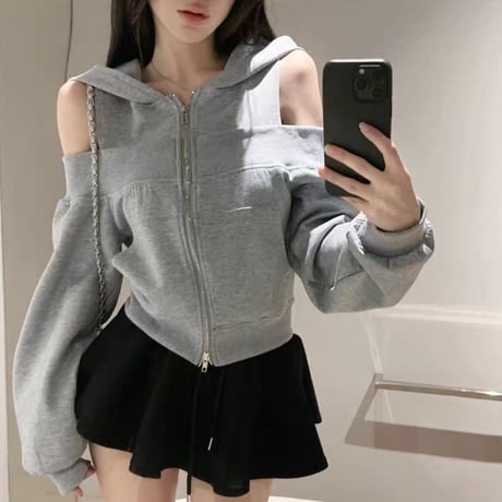 Cutout Zip Top 2色
