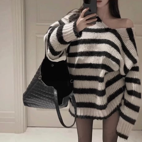 Loose Stripe Knit Top
