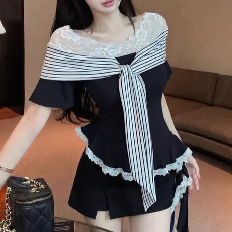 Marina Ribbon Lace Top 3色