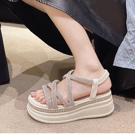 Crystal Strap Sandals 3色