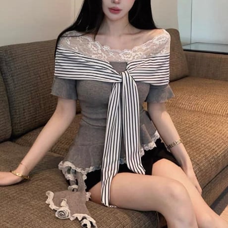 Marina Ribbon Lace Top 3色