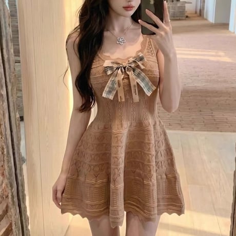 Lace Ribbon Onepiece 3色